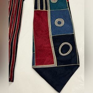 BICA UOMO tie SILK artistic neckwear Italian print necktie geometric circles